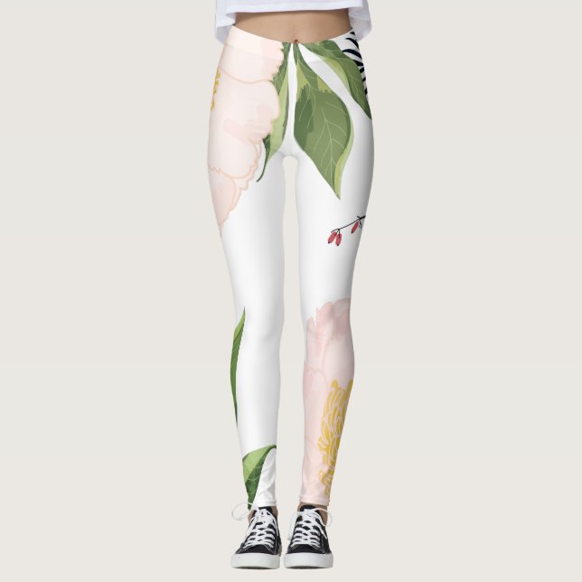 Leggings Baby Pink Cosmos em Branco (Frente)