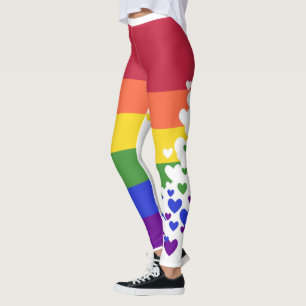 Leggings - Bandeira LGBTQI Corações Voadores