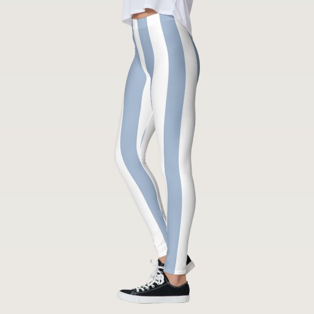 Leggings Bebê Azul e Branco Listrado (Esquerda)