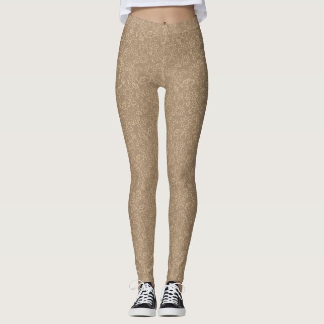 Leggings Bege Abstrato Dourado (Frente)