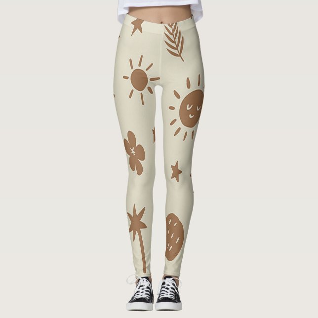 Leggings Bege e Marrom Boho (Frente)