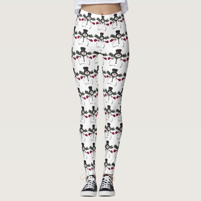 Leggings Bonitas de Snowman de Natal (Frente)