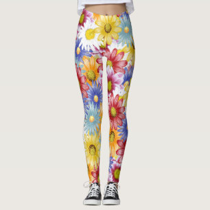 leggings bonitas e coloridas de margaridas