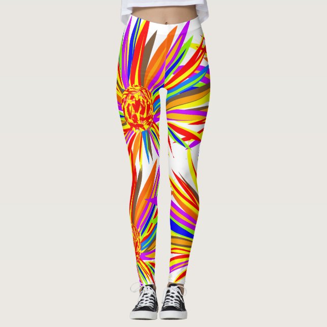 Leggings bonito de Flores Tropicais (Frente)