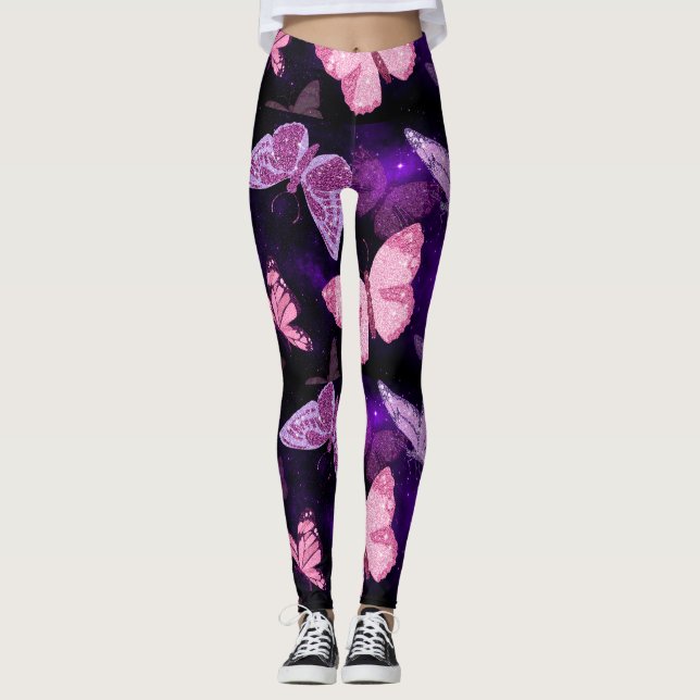 Leggings Borboleta Rosa e Roxo (Frente)