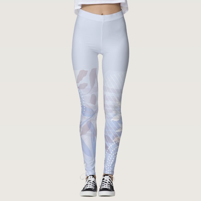 Leggings Botânicas Florais De Abstrato Chic Elegan (Frente)