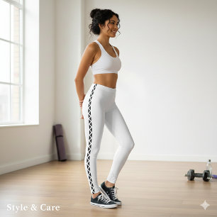 Leggings Brancas Clássicas com Listra Lateral Pret