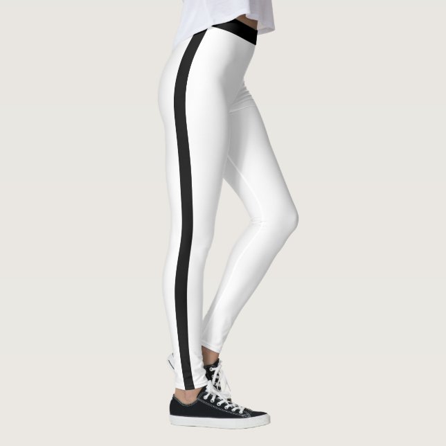 Leggings Brancas com Faixa Lateral Preta ou Escolh (Direita)