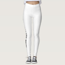Leggings Brancas Com Texto Preto