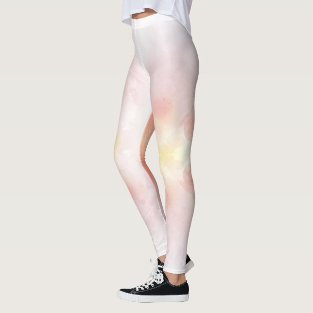 Leggings brancas com tons pastel rosa e amarelo su (Esquerda)