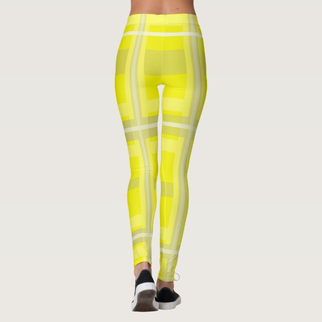 Leggings brancas de Cinzas amarelas Abstrato de mi (Verso)