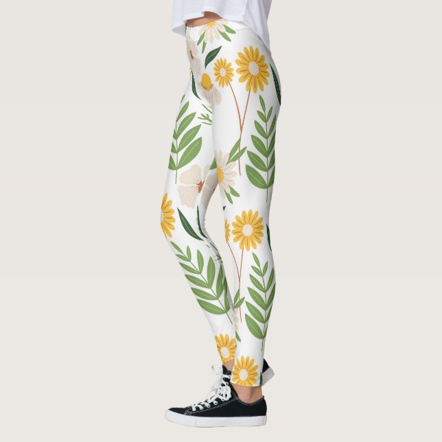 Leggings brancas de flores inspiradas na natureza (Esquerda)