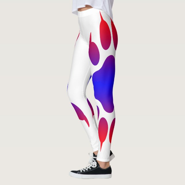 Leggings brancas de Impressão de Pé-Tigre (Esquerda)