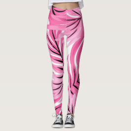 Leggings brancas e cor-de-rosa tropicais