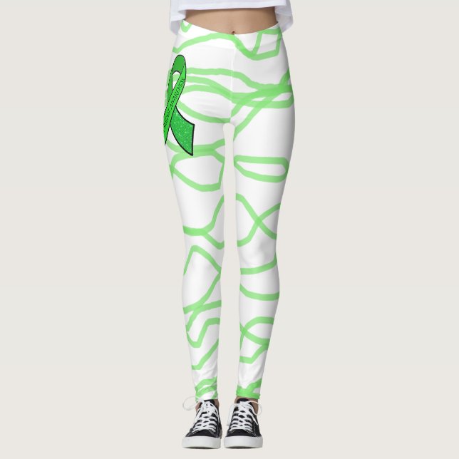 Leggings Brancas e Verde Lima Squiggly Lyme (Frente)