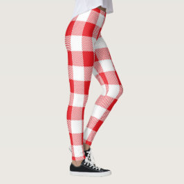Leggings brancas e vermelhas verificadas para mulh