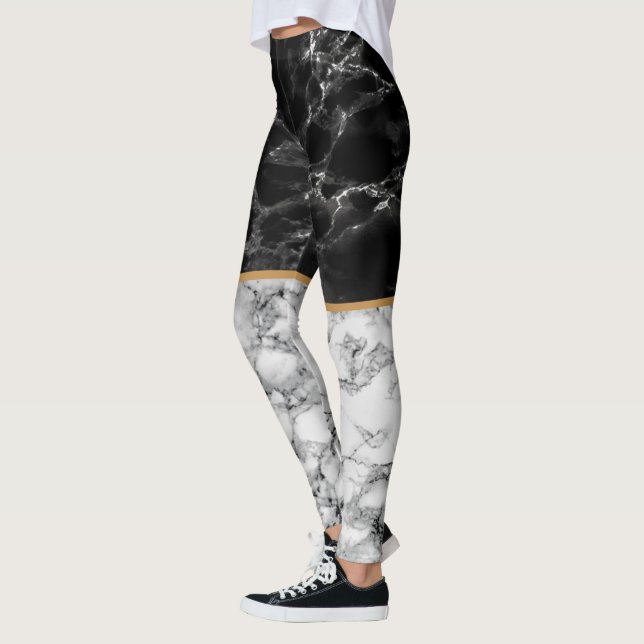 Leggings brancas pretas do mármore (Esquerda)