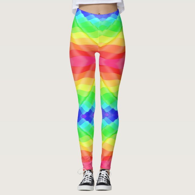 Leggings brilhantes coloridos como um arco-íris co (Frente)