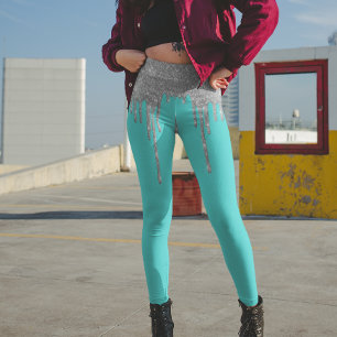 Leggings Brilho Azul Robô