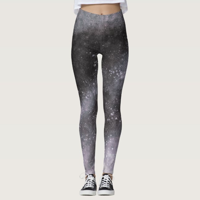 Leggings Brilho Galáxia Prateada Abstrata (Frente)