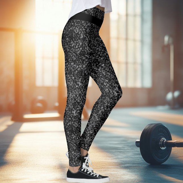 Leggings Brilho Preto Moderno (Modern Black Glitter Sparkle Leggings)