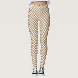 Leggings Brown White Gingham
