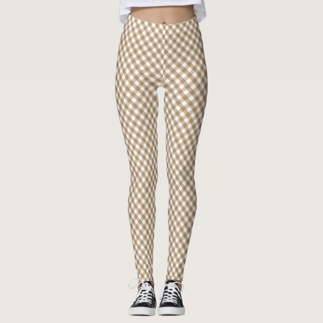 Leggings Brown White Gingham (Frente)
