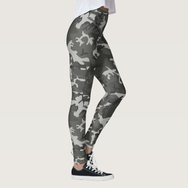 Leggings Camufladas Cinza e Preto Personalizadas (Direita)