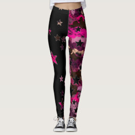 Leggings Camufladas Estrela Preto e Rosa