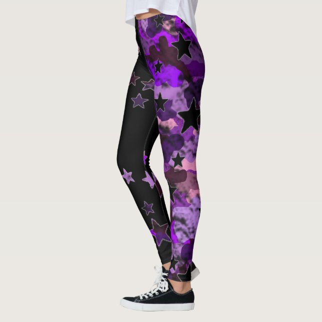 Leggings Camufladas Preto e Roxo com Estrela (Esquerda)