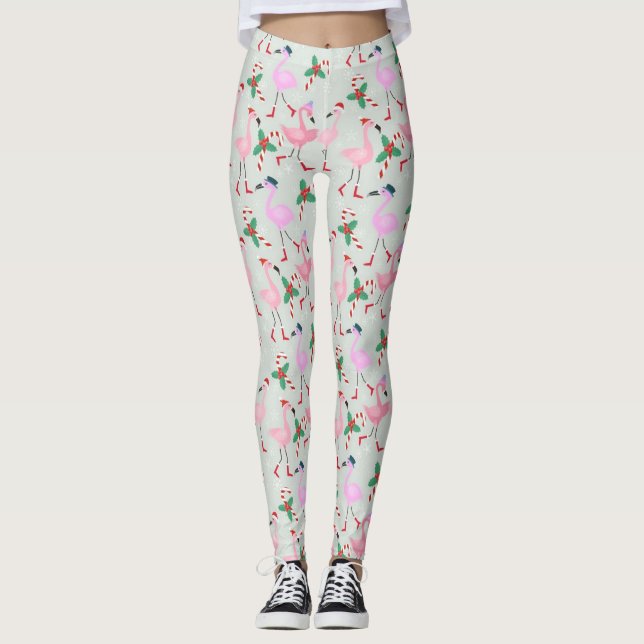 Leggings Candy Cane Flamingos (Frente)