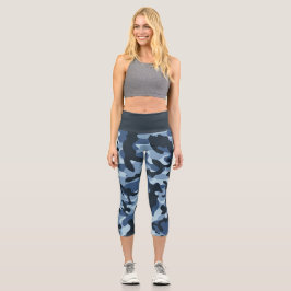 Leggings Capri da Camuflagem Azul
