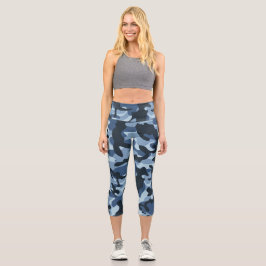 Leggings Capri da Camuflagem Azul
