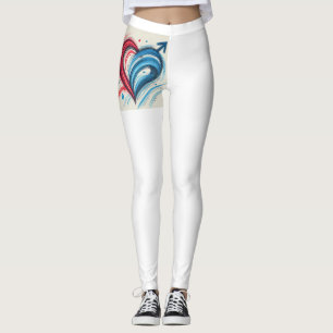 Leggings cardíacas de amor poderosas - Azul e Verm