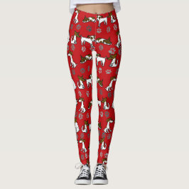 Leggings Cartoon de Jack Russell Vermelho