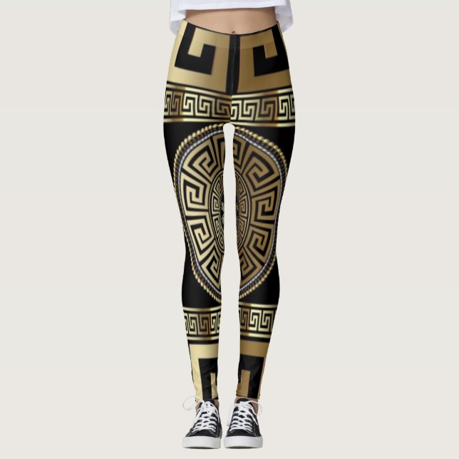 Leggings Chave Grega Dourada (Frente)