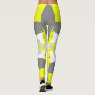 Leggings Cinza de Abstrato de amarelas de Pastel