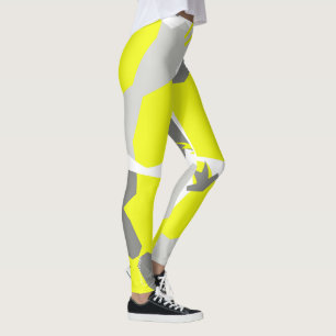 Leggings Cinza de Abstrato de amarelas de Pastel