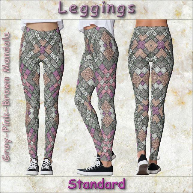 LEGGINGS - Cinza de Mandala, cor-de-rosa-castanho (Criador carregado)