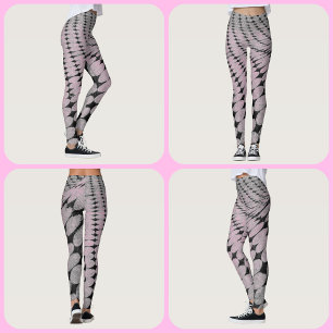 Leggings Cinza Rosa com Padrão de Círculos e Diama