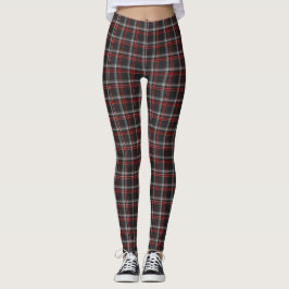 Leggings Clássicas Xadrez Preto Borgonha Branco