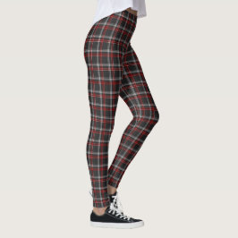 Leggings Clássicas Xadrez Preto Borgonha Branco