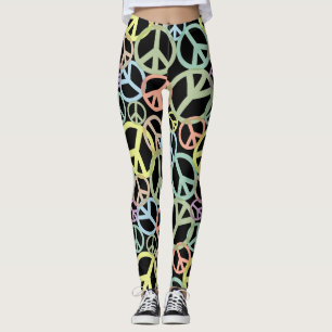 Leggings Coloridas com Símbolo da Paz Retro