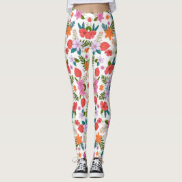 Leggings coloridas com um vibrante floral