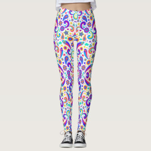 Leggings coloridas com um vibrante padrão paisley