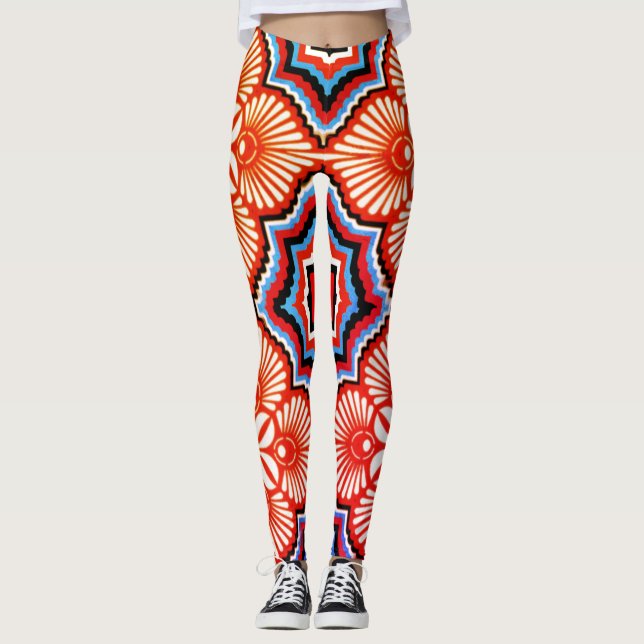 Leggings Coloridas de Design 3D Digital – Ajuste P (Frente)