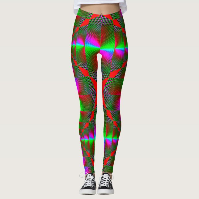 Leggings Coloridas de Design 3D Digital – Ajuste P (Frente)