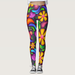 leggings coloridas de flores de primavera