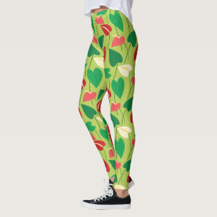 Leggings coloridas de flores flamingas