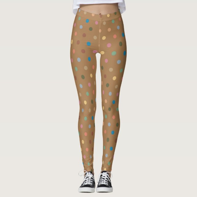 Leggings Coloridas de Padrões de Bolinhas Vintage (Frente)
